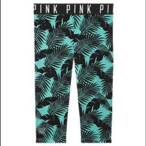 Pink Ultimate Crop Teal Palm Print